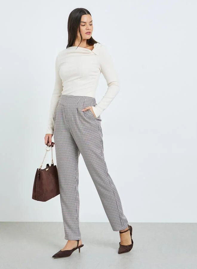Take Two  Checkered Tapered Trousers for Women | Best Price UAE